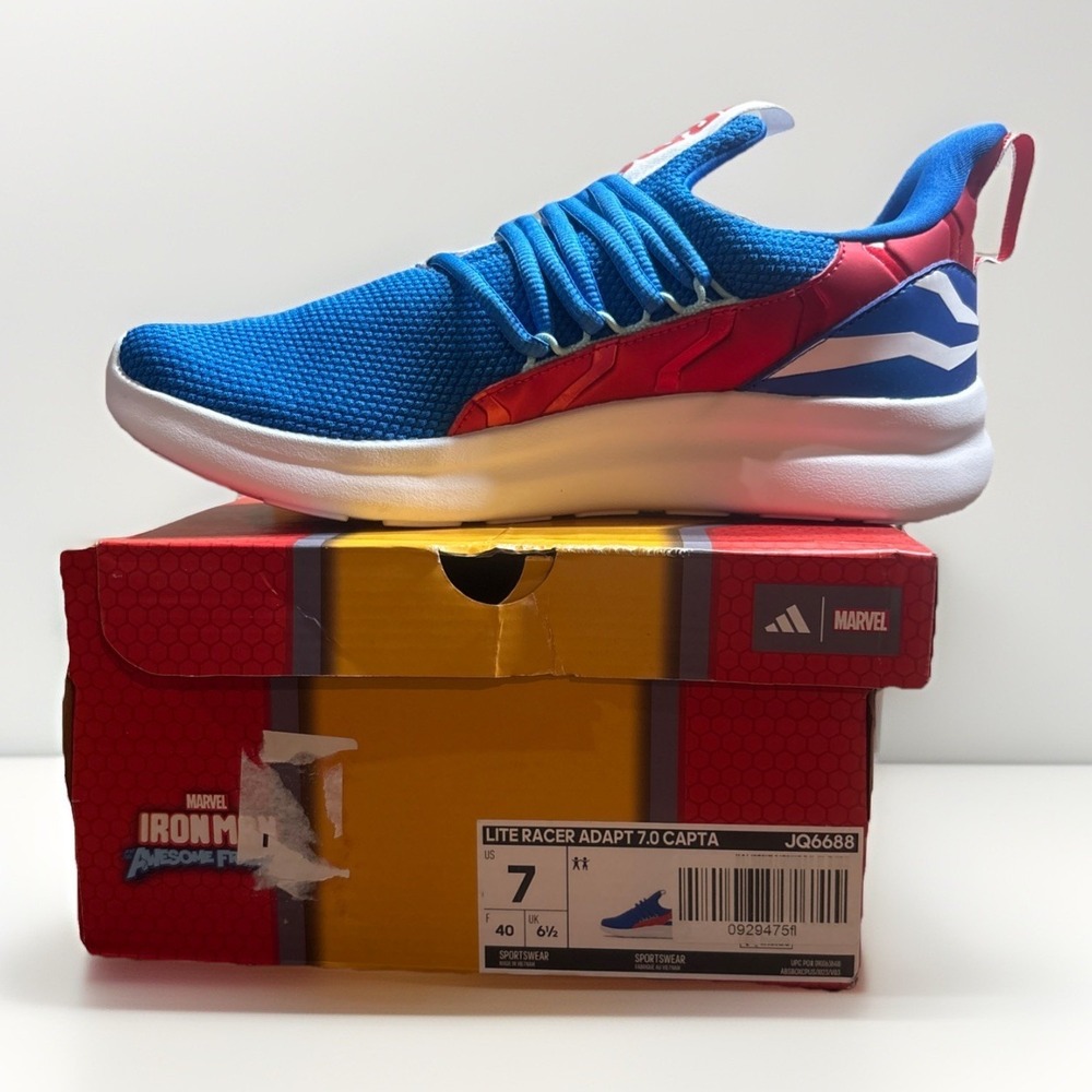 Boy's Athleisure adidas Captain America Lite Racer Adapt 7.0 Slip On
